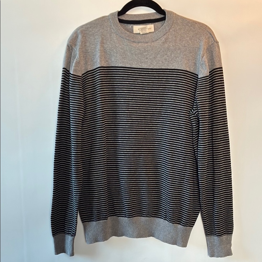 Frederik Anderson Copenhagen Pullover 100% Cotton Gray Striped Men's Sweater